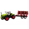 LEAN TOYS Lauku traktors ar koka piekabi un 9 Bali kokiem - Green Drive