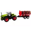 LEAN TOYS Lauku traktors ar koka piekabi un 9 Bali kokiem - Green Drive