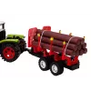 LEAN TOYS Lauku traktors ar koka piekabi un 9 Bali kokiem - Green Drive
