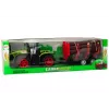 LEAN TOYS Lauku traktors ar koka piekabi un 9 Bali kokiem - Green Drive
