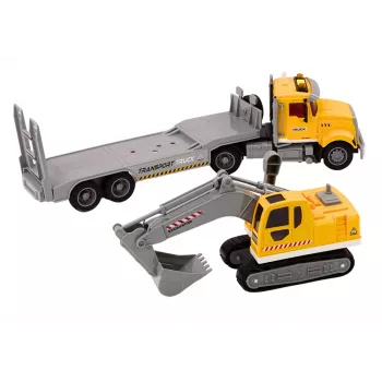 LEAN TOYS Lora Truck Crawler Excavator ar gaismām, skaņām un piedziņu - dzeltens, 1:14 mērogs, 2.4 GHz RC
