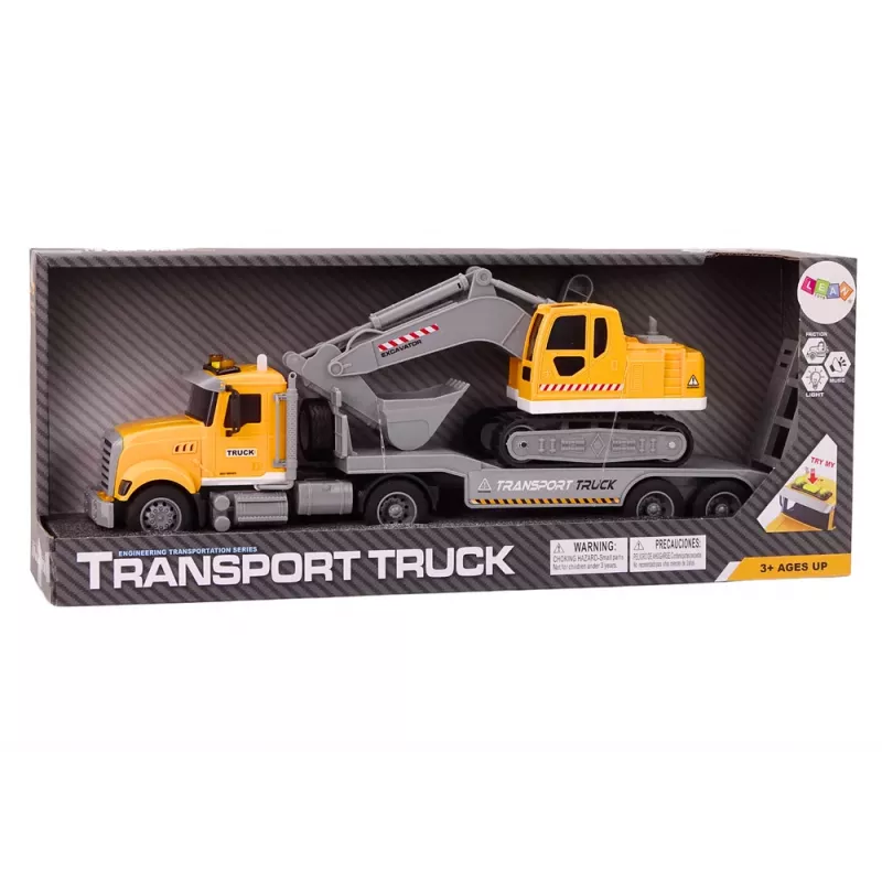 LEAN TOYS Lora Truck Crawler Excavator ar gaismām, skaņām un piedziņu - dzeltens, 1:14 mērogs, 2.4 GHz RC