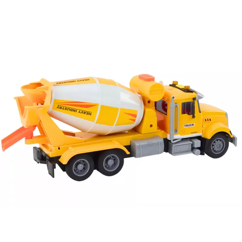 LEAN TOYS Yellow Concrete Mixer Truck With Friction Drive Light and Sound Effects