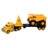 LEAN TOYS Celtniecības tehnikas komplekts ar pašizgāzēju, ekskavatoru un buldozeru, kustīgas daļas, dzeltens