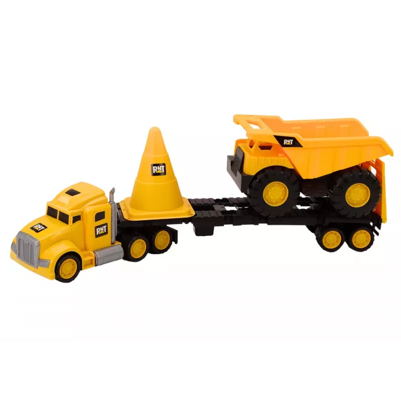 LEAN TOYS Celtniecības tehnikas komplekts ar pašizgāzēju, ekskavatoru un buldozeru, kustīgas daļas, dzeltens