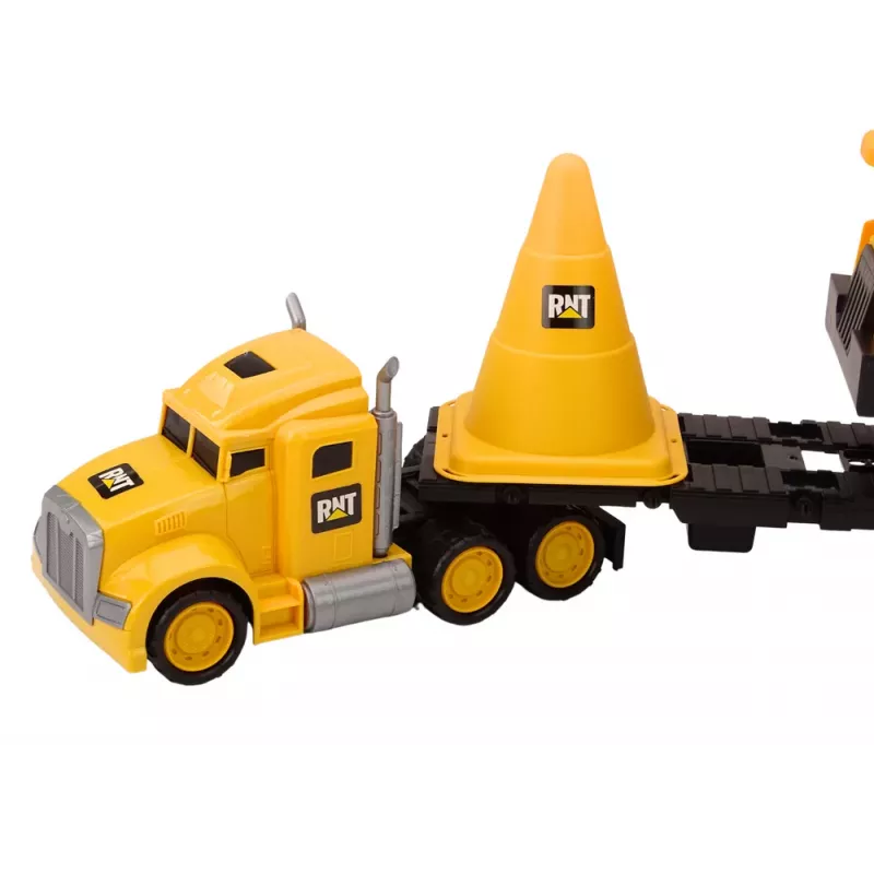 LEAN TOYS Celtniecības tehnikas komplekts ar pašizgāzēju, ekskavatoru un buldozeru, kustīgas daļas, dzeltens