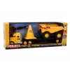 LEAN TOYS Celtniecības tehnikas komplekts ar pašizgāzēju, ekskavatoru un buldozeru, kustīgas daļas, dzeltens