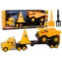 LEAN TOYS Celtniecības tehnikas komplekts ar pašizgāzēju, ekskavatoru un buldozeru, kustīgas daļas, dzeltens