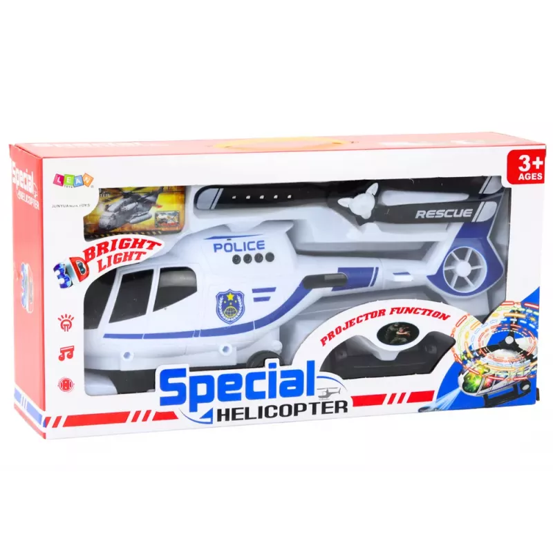 LEAN TOYS Policijas helikopters ar braukšanas gaismām un skaņām