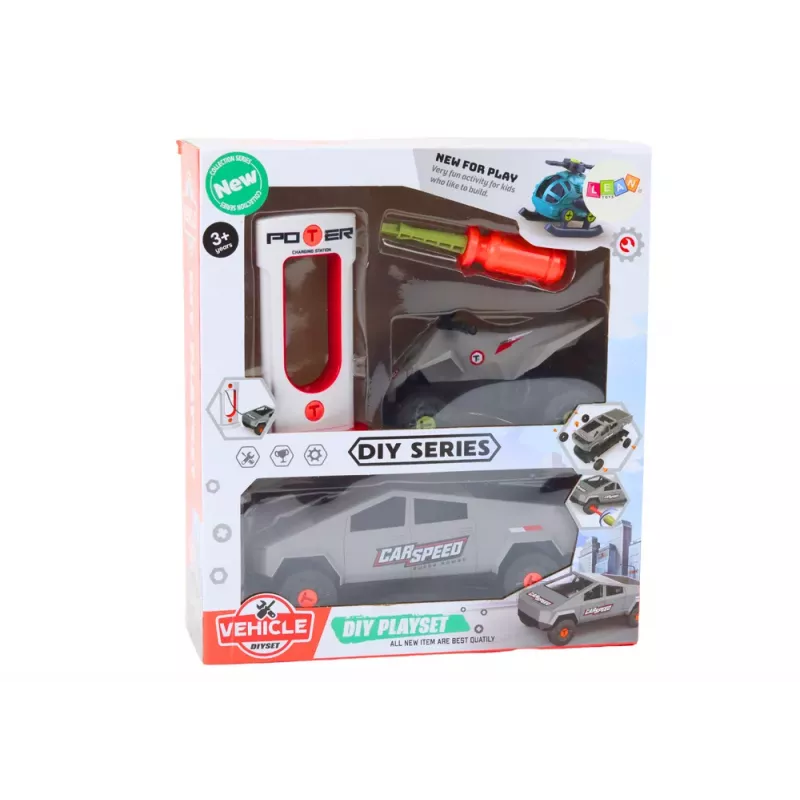 LEAN TOYS Modernās automašīnas un kvadracikla komplekts izjaukšanai DIY Pelēks