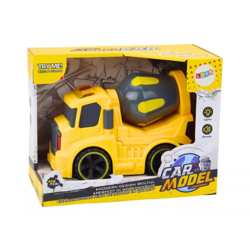 LEAN TOYS Betona maisītāja kravas automašīna ar gaismām un skaņām, dzeltena