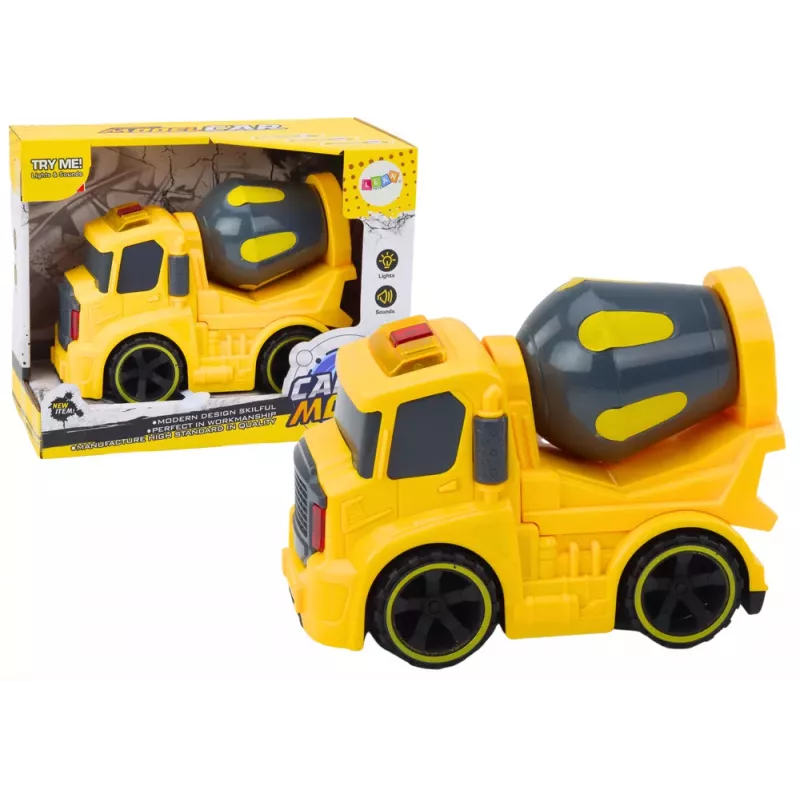 LEAN TOYS Betona maisītāja kravas automašīna ar gaismām un skaņām, dzeltena