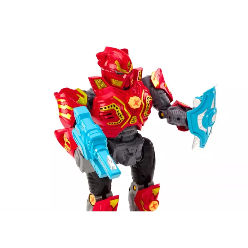 LEAN TOYS Skrūvējamais robots ar ieroci, urbi, skrūvgriezi, gaismu un skaņu, sarkans