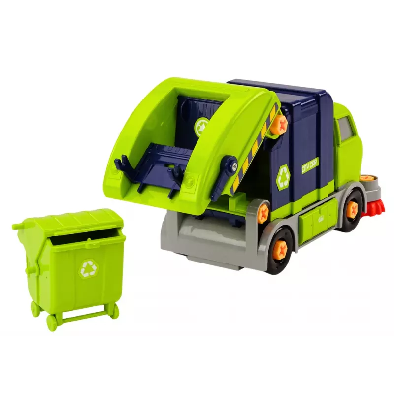 LEAN TOYS Cartoon Garbage Truck Turning Movable DIY Navy Blue