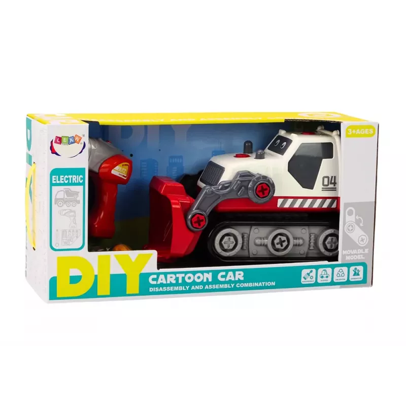 LEAN TOYS Cartoon Crawler Excavator For Turning DIY White