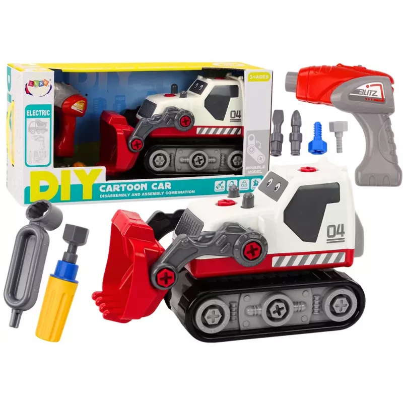 LEAN TOYS Cartoon Crawler Excavator For Turning DIY White
