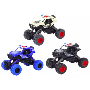 LEAN TOYS Policijas auto ar berzes piedziņu 3 bezceļa krāsas