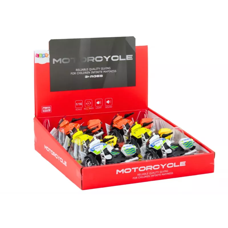 LEAN TOYS Sporta motocikls ar berzes piedziņu, 3 dizaini: dzeltens, oranžs, balts