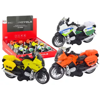 LEAN TOYS Sporta motocikls ar berzes piedziņu, 3 dizaini: dzeltens, oranžs, balts