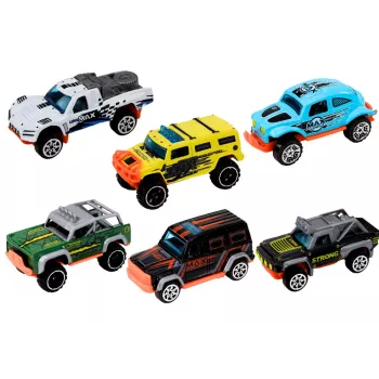 LEAN TOYS Metāla bezceļu automašīnu komplekts 1:64, 6 gab.