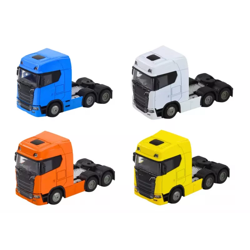 LEAN TOYS Kravas auto bez piekabes 1:32 ar paceļamu metāla kabīni, gaismām, skaņām un berzes piedziņu