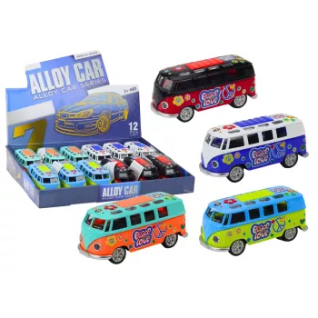 LEAN TOYS Camper Bus 1:32 Metāls Gaismas Skaņas Braukšana Atveramas Durvis