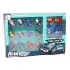 LEAN TOYS 12 rotaļu automašīnu, ar berzi darbināmu lidmašīnu un 5 cm ceļa zīmju komplekts