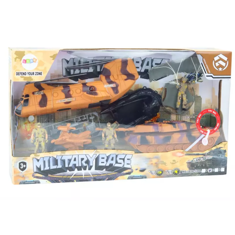 LEAN TOYS Militārais komplekts ar tanku, helikopteru, desantnieku un skaņām