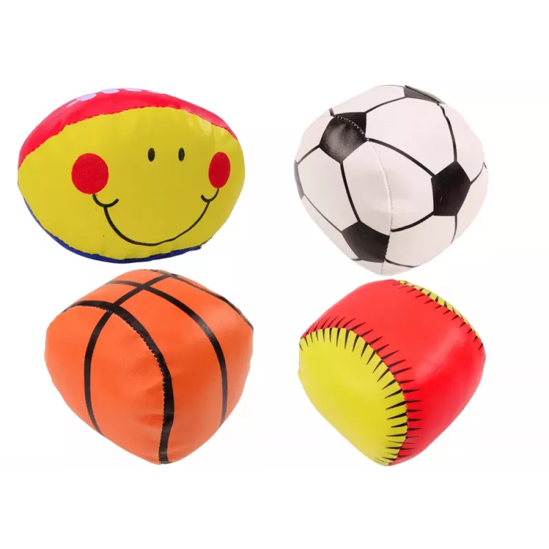 LEAN TOYS Mīksto sporta bumbiņu komplekts - basketbols, regbijs, futbols, beisbols - 4 gab.