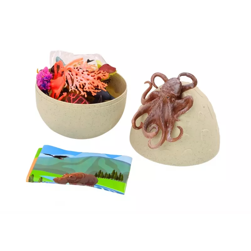 LEAN TOYS Ola ar jūras dzīvnieku, augu un astoņkāja figūriņām - 26 gabalu komplekts