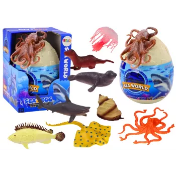 LEAN TOYS Ola ar jūras dzīvnieku, augu un astoņkāja figūriņām - 26 gabalu komplekts