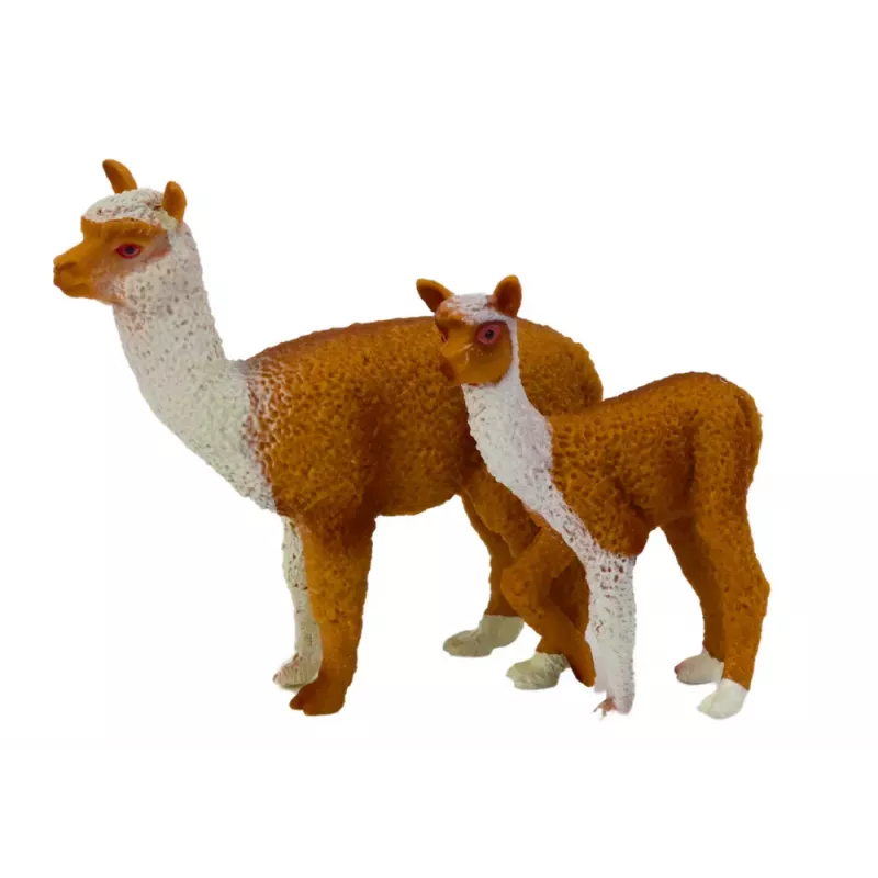 LEAN TOYS Figurīns Pieauguša lama 8 cm ar Jaunu lamu 6 cm Dzīvnieki no Pasaules