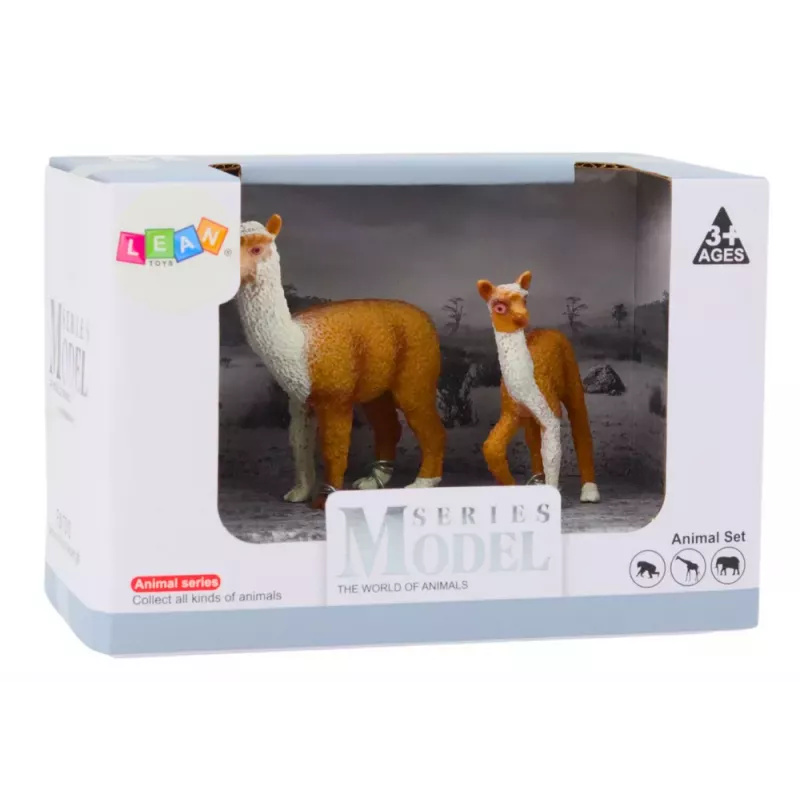 LEAN TOYS Figurīns Pieauguša lama 8 cm ar Jaunu lamu 6 cm Dzīvnieki no Pasaules