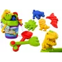 LEAN TOYS Smilšu spaiņu komplekts ar dušas lejkannu un dinozauru veidnēm