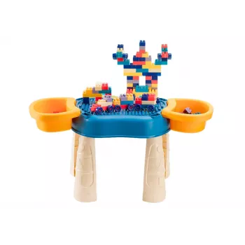 LEAN TOYS Daudzfunkcionālais galds 4in1 Klucīši Makšķerēšana Zīmēšana Zils