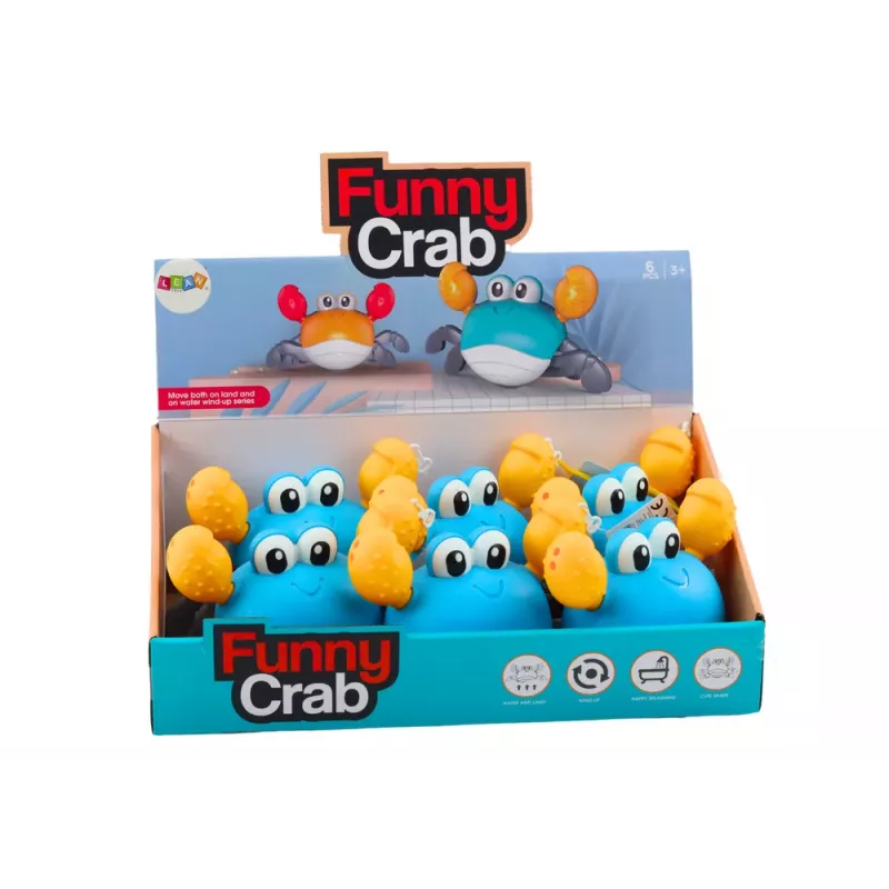 LEAN TOYS Vannas rotaļlieta Uztināms krabis Staigā Peld Zils