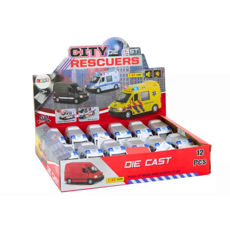 LEAN TOYS Policijas auto 1:32 ar atveramām durvīm, gaismām, skaņām un atpakaļgaitas piedziņu