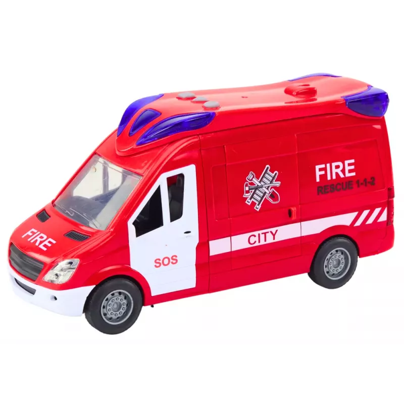 LEAN TOYS Ugunsdzēsēju mašīna ar gaismām, skaņām, atveramām durvīm, braukšana, sarkana