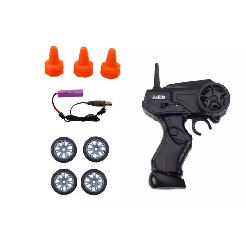 LEAN TOYS Ar tālvadību vadāma sporta automašīna 1:24 Oranža ar maināmiem riteņiem