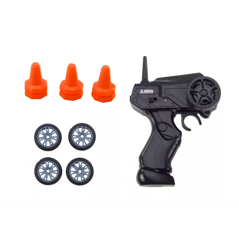 LEAN TOYS Ar tālvadību vadāma sporta automašīna 1:24 Zila ar maināmiem riteņiem