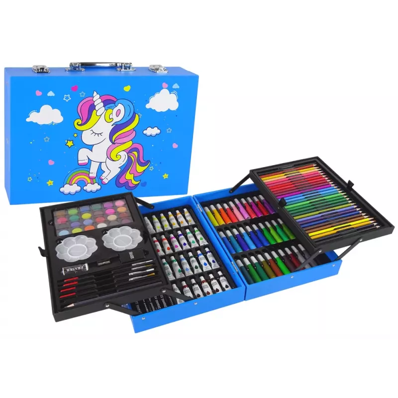 LEAN TOYS Lielais mākslas komplekts koferī 145 gabali Vienradzis