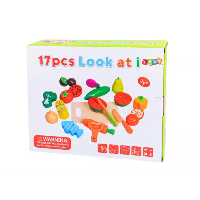 LEAN TOYS Fruits Vegetables Wooden in Magnet Box Kitchen