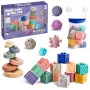LEAN TOYS Mīkstie gumijas izglītojošie klucīši Dzīvnieki Cipari Raksti Krāsaini 27 gab.