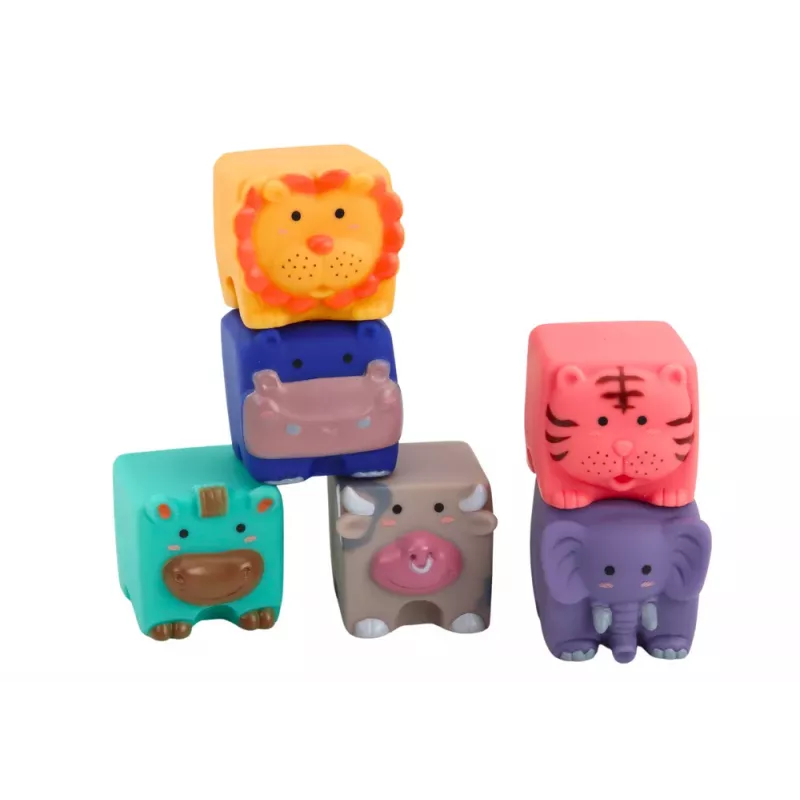 LEAN TOYS Mīksti izglītojoši klucīši Dzīvnieki Cipari Burti Krāsaini 12 gab.