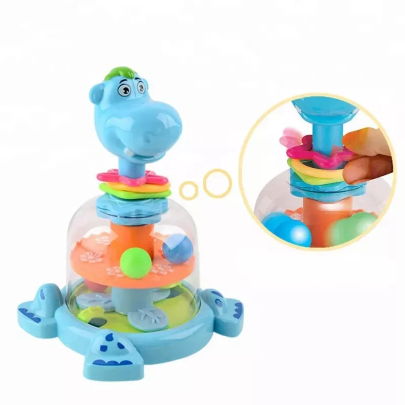 LEAN TOYS Nīlzirgs Vērpšanas Augša Ar Bumbiņām Zīdaiņiem Zilā Krāsā