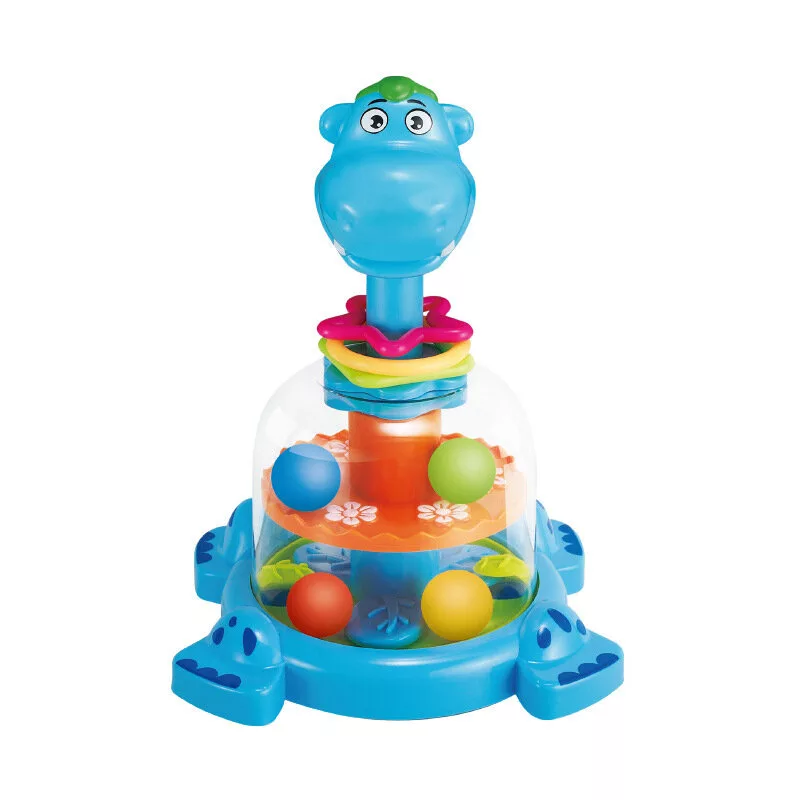 LEAN TOYS Nīlzirgs Vērpšanas Augša Ar Bumbiņām Zīdaiņiem Zilā Krāsā