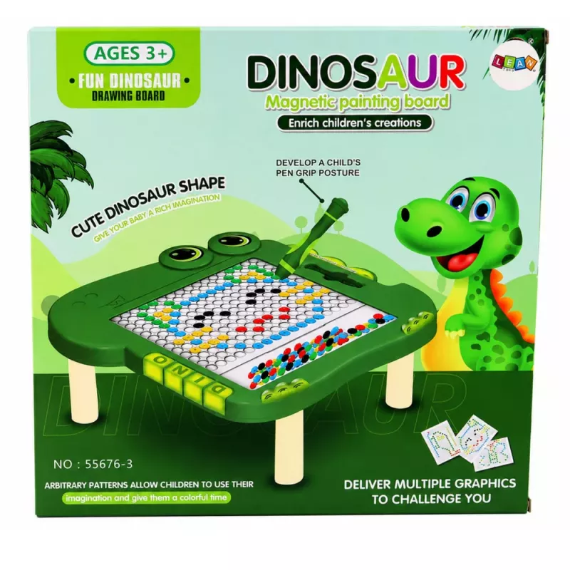 LEAN TOYS Izglītojoša magnētiskā tāfele Dinozauru puzle Zaļa
