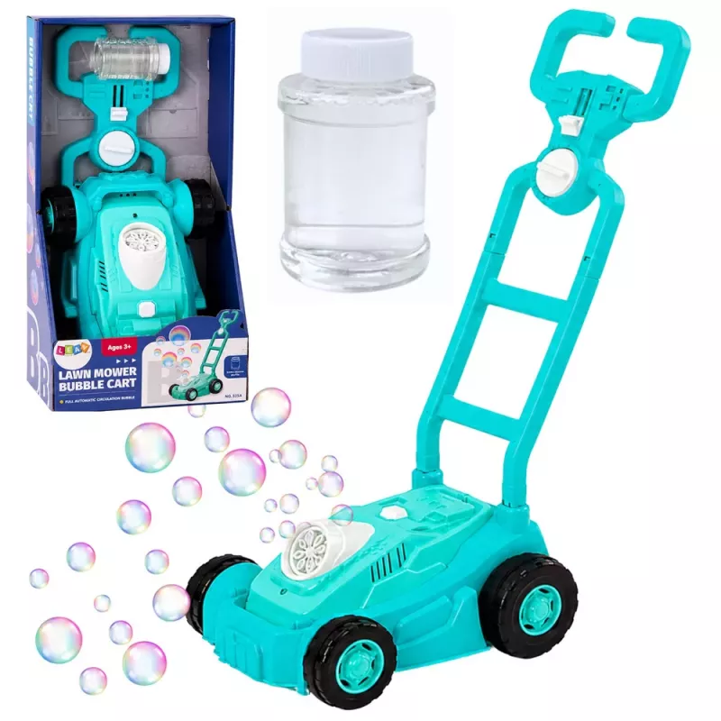 LEAN TOYS Bubble Machine Ride-on Lawn Mower ar Rokturi Zilā Krāsā
