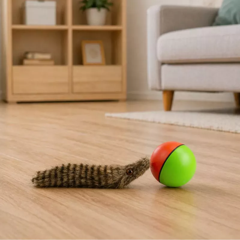 LEAN TOYS Bumba ar pūkainu seska asti interaktīva vannošanās rotaļlieta