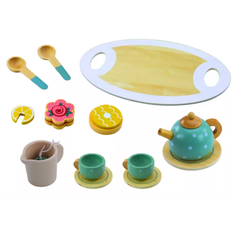 LEAN TOYS Tējas un kafijas komplekts bērniem koka 15 gab.
